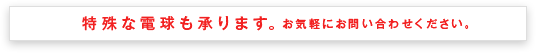 どんな形の特殊電球も承ります。お気軽にお問い合わせください。